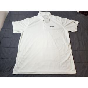 Nike Golf Polo Shirt XL White Circa Logo Embroidered NWT Dri-Fit Performance